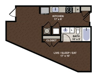 Studio, 1 bath, 547 sqft, $1,440