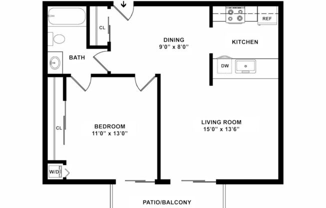 1 bed, 1 bath, 660 sqft, $3,395