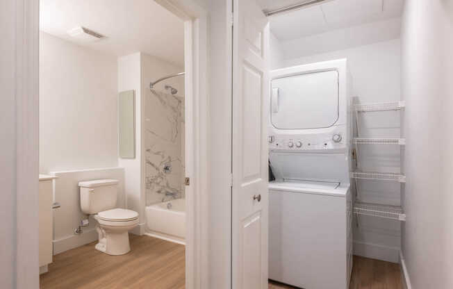 Bathroom with In-home Washer and Dryer