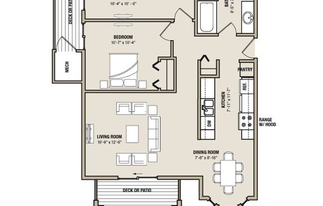 2 beds, 1 bath, 942 sqft, $1,595, Unit 6540-101