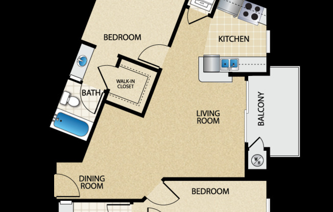 2 beds, 2 baths, 1,062 sqft, $3,169