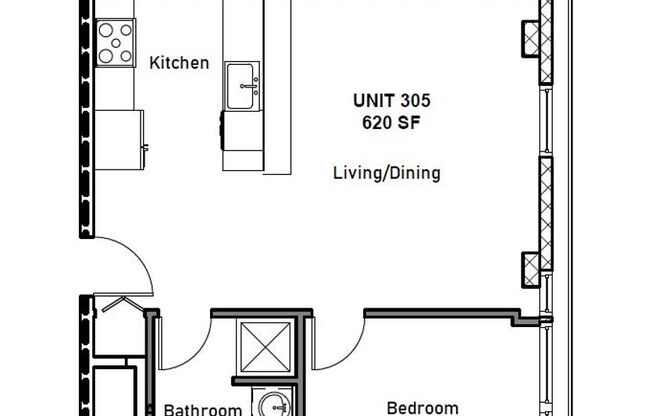 1 bed, 1 bath, 525 sqft, $1,650, Unit 505