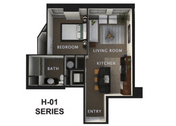 1 bed, 1 bath, 525 sqft, $1,229