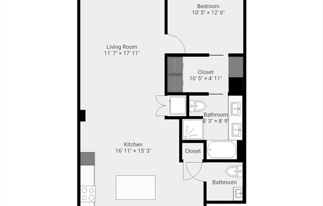 1 bed, 1.5 baths, 869 sqft, $3,950, Unit 201