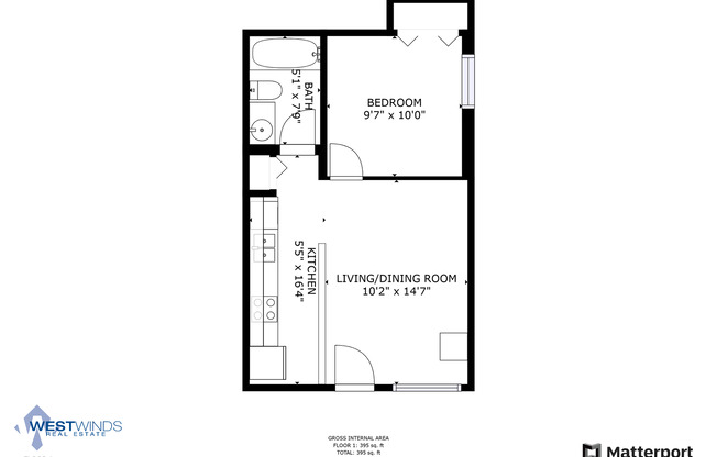 1 bed, 1 bath, $850, Unit 02