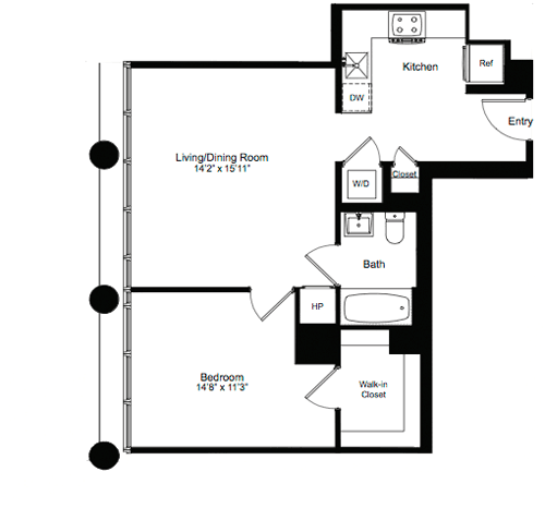 1 bed, 1 bath, 691 sqft, $6,696, Unit 10K