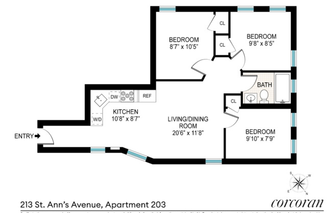 3 beds, 1 bath, $2,775, Unit PH3