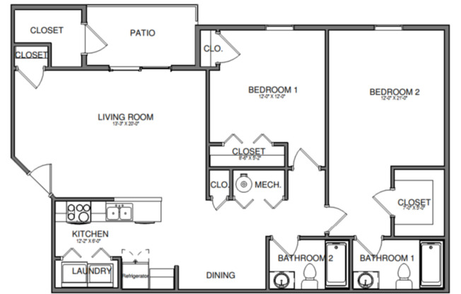 2 beds, 2 baths, 1,120 sqft, $1,500, Unit Building 4, Apt 202