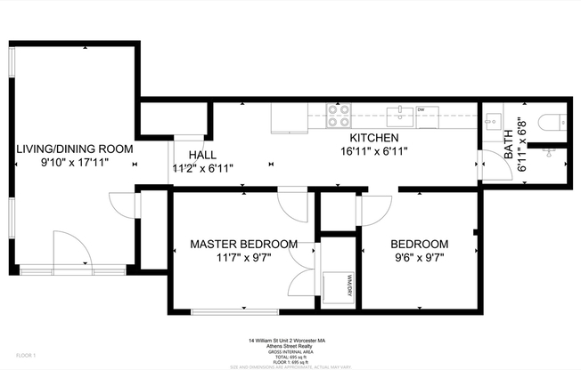 2 beds, 1 bath, 695 sqft, $1,850, Unit 2