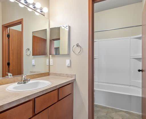 a bathroom with a sink and a bathtub