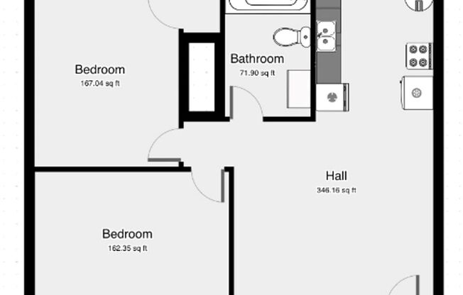 2 beds, 1 bath, $875, Unit F - 2308