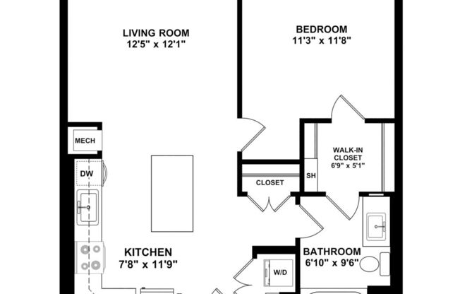 1 bed, 1 bath, 650 sqft, $2,495