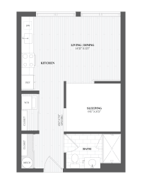 Studio, 1 bath, 490 sqft, $2,134