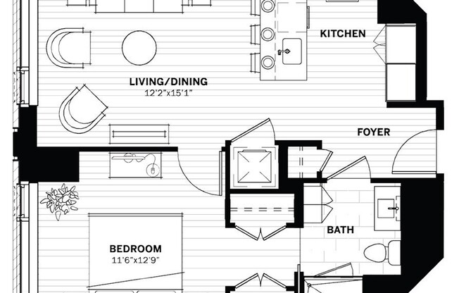 1 bed, 1 bath, 672 sqft, $5,200, Unit 1801