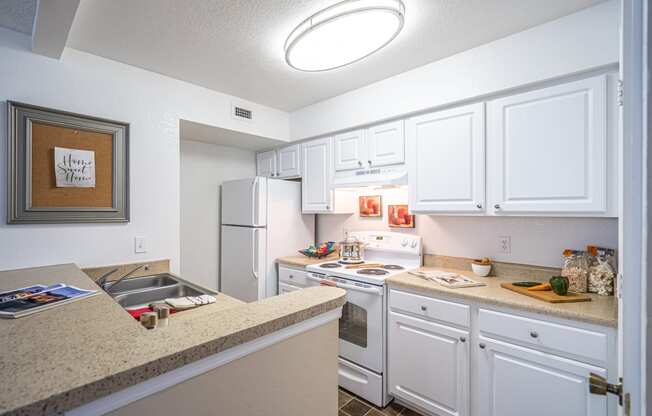 Model home kitchen with appliance