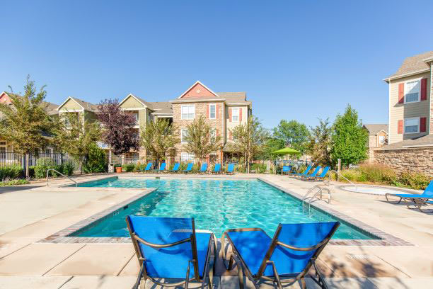 Blue Cool Swimming Pool at Trailside Apartments, Parker