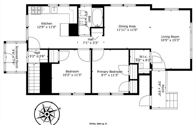 2 beds, 1 bath, 865 sqft, $2,300, Unit 1