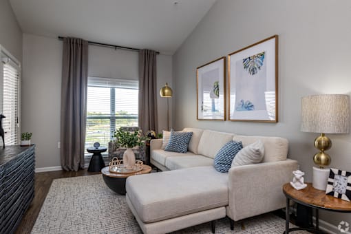 a living room with a couch and a coffee table