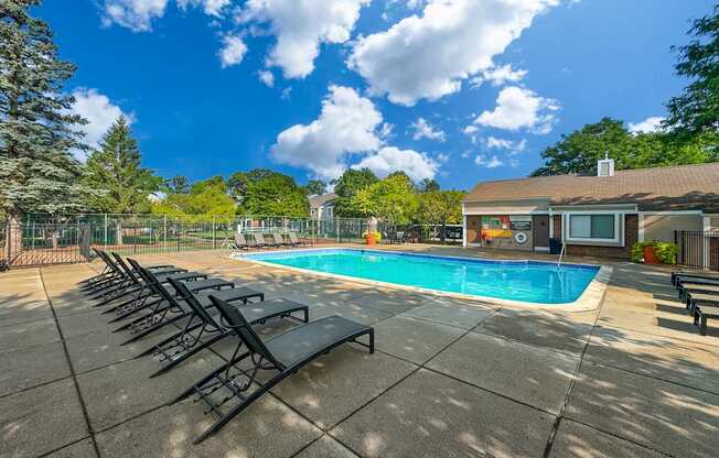 Sparkling pool at Park Lane Apartments in Southfield