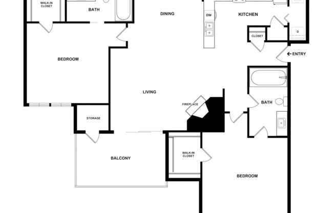 2 beds, 2 baths, 1,026 sqft, $1,590