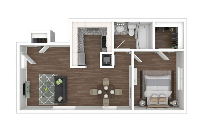 1 bed, 1 bath, 550 sqft, $1,225