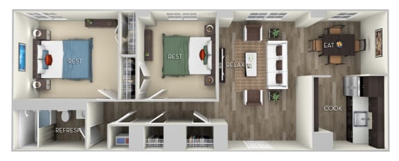 2 beds, 1 bath, 801 sqft, $2,083