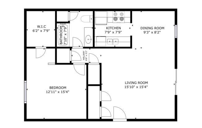 1 bed, 1 bath, 745 sqft, $1,525, Unit 411