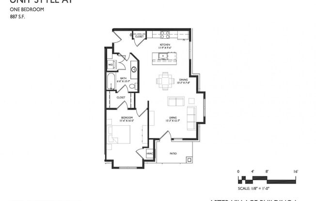 1 bed, 1 bath, 887 sqft, $1,325, Unit 101