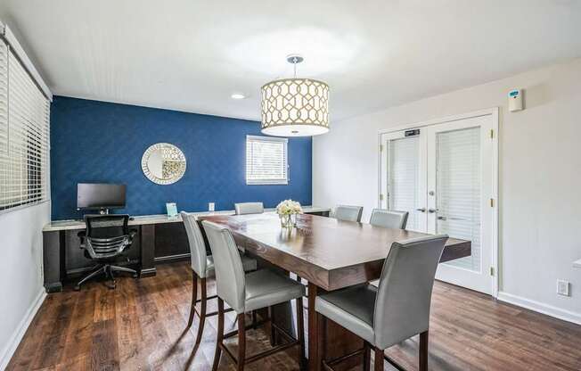 Business Center with Center Table and Computer Monitor