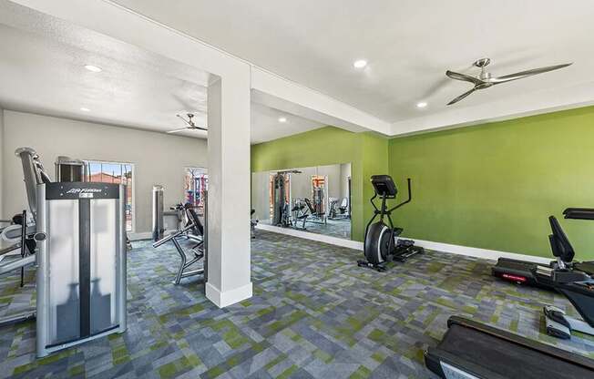 Community Fitness Center with Equipment at Stonegate Apartments located in Las Vegas, NV.