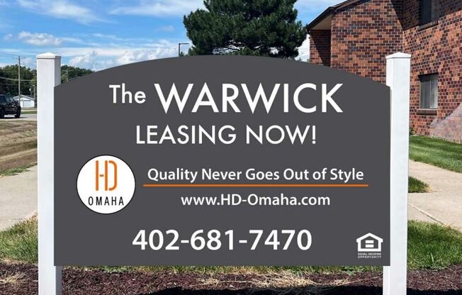 New owners! New look.  The Warwick of Norfolk.  Now leasing 1, 2 bedroom apartments and 3 bedroom townhomes!