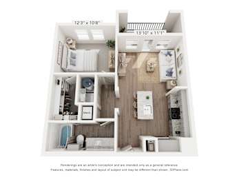 1 bed, 1 bath, 677 sqft, $1,302