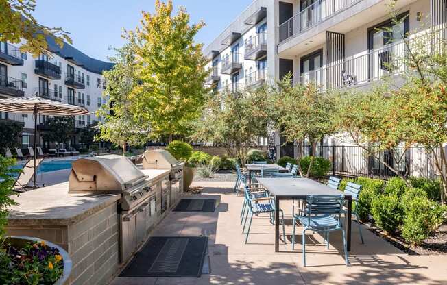 Outdoor BBQ Grilling Space at Abstract at Design District in Dallas TX, 75207