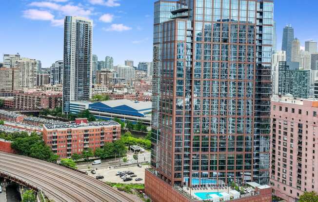 a view of the city from a skyscraper  at Cassidy on Canal, Chicago, Illinois