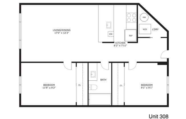 2 beds, 1 bath, 815 sqft, $2,085, Unit 308