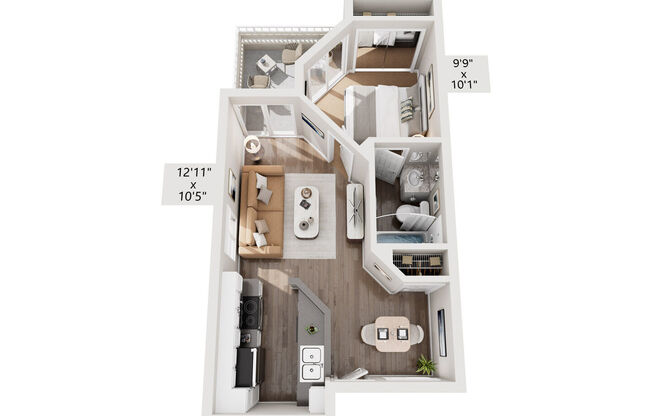 1 bed, 1 bath, 515 sqft, $2,370