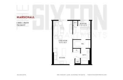 1 bed, 1 bath, 722 sqft, $1,610