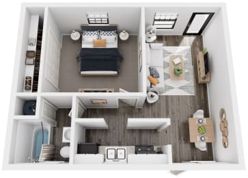 1 bed, 1 bath, 744 sqft, $1,159