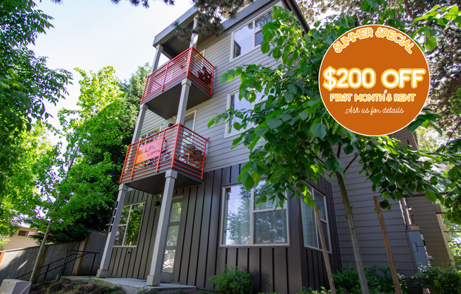 FREE RENT SPECIAL: Sellwood-Modern TOP FLOOR 1 Bdr with W/D & Balcony!