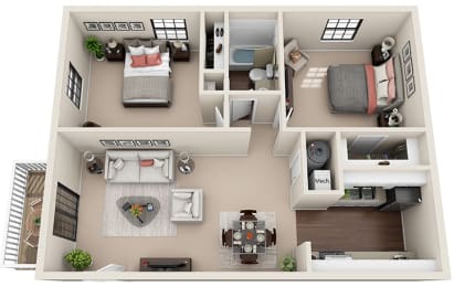 2 beds, 1 bath, 744 sqft, $1,125