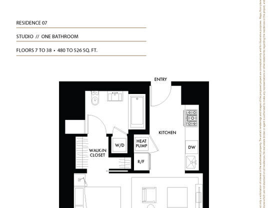 Studio, 1 bath, 480 sqft, $2,500, Unit 807