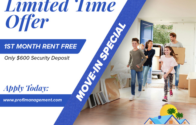 MOVE IN SPECIAL ONE MONTH FREE LIMITED TIME FOR ONE YEAR LEASE