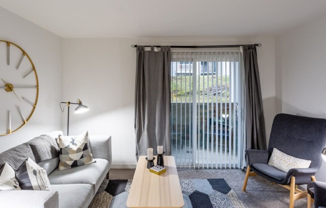 Spacious Living Room With Private Balcony at Hilltop Apartments, Cincinnati