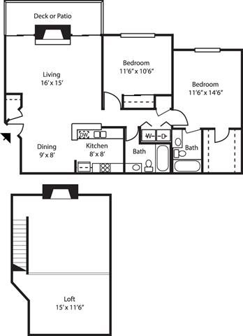 2 beds, 2 baths, 1,165 sqft, $1,501