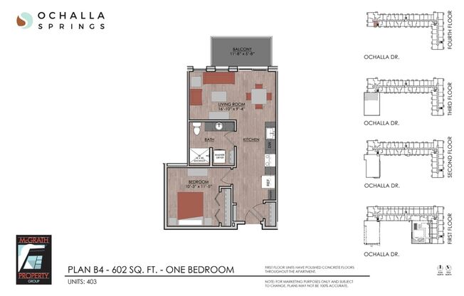 1 bed, 1 bath, 602 sqft, $1,525, Unit 403