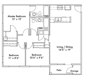 3 beds, 2 baths, 1,199 sqft, $2,451