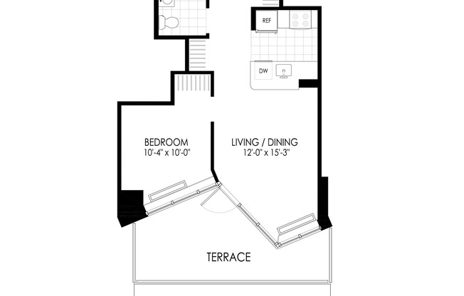 1 bed, 1 bath, $3,745, Unit 203