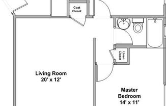 2 beds, 1 bath, 830 sqft, $795, Unit 1601A