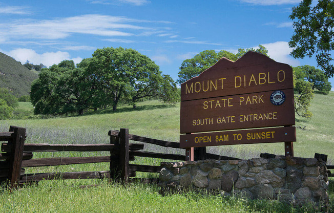 a sign for mount diablo state park  at Falcon Bridge at Gale Ranch, San Ramon, CA, 94582