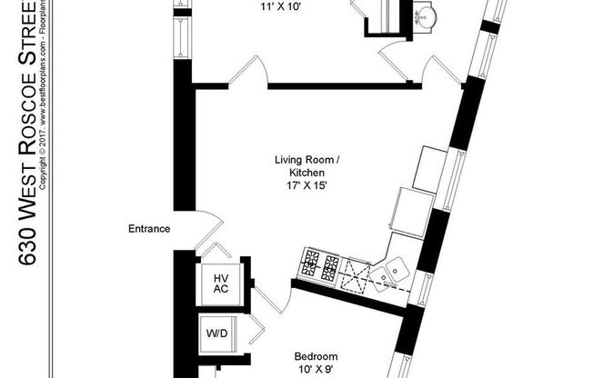 1 bed, 1 bath, 587 sqft, $1,950, Unit 630R-G